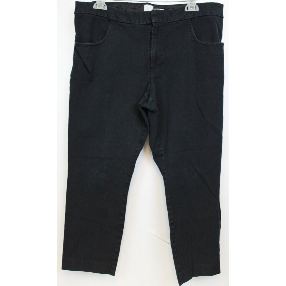 A New Day Black Straight Jeans sz 16 Stretch Elastic Waist Pockets Casual SImple